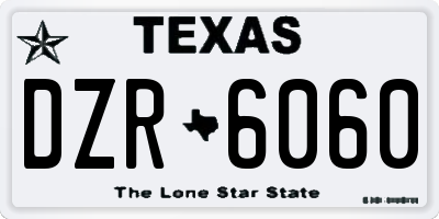 TX license plate DZR6060