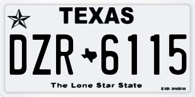 TX license plate DZR6115