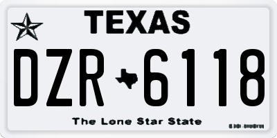 TX license plate DZR6118