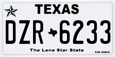 TX license plate DZR6233