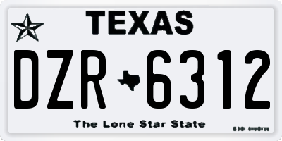 TX license plate DZR6312