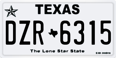 TX license plate DZR6315