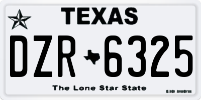 TX license plate DZR6325