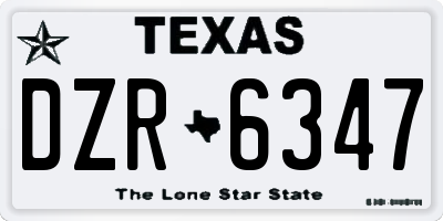 TX license plate DZR6347
