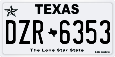 TX license plate DZR6353