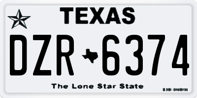 TX license plate DZR6374