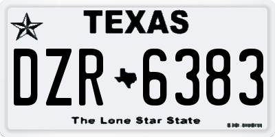 TX license plate DZR6383