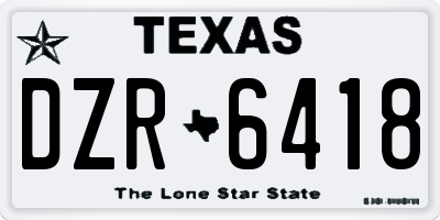 TX license plate DZR6418