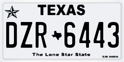 TX license plate DZR6443