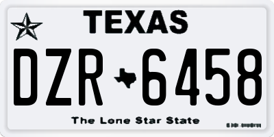 TX license plate DZR6458