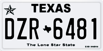 TX license plate DZR6481