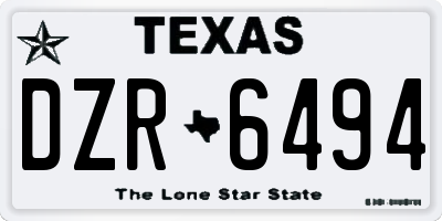 TX license plate DZR6494