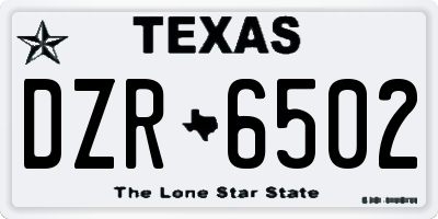 TX license plate DZR6502