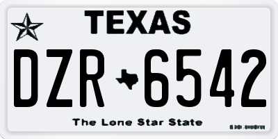 TX license plate DZR6542