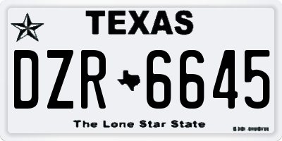 TX license plate DZR6645