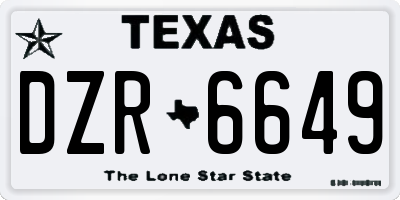 TX license plate DZR6649
