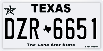 TX license plate DZR6651