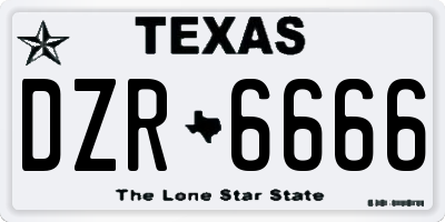 TX license plate DZR6666