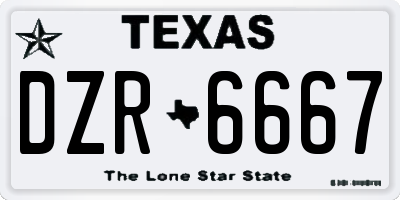 TX license plate DZR6667
