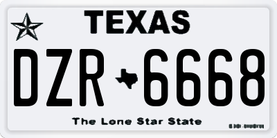 TX license plate DZR6668