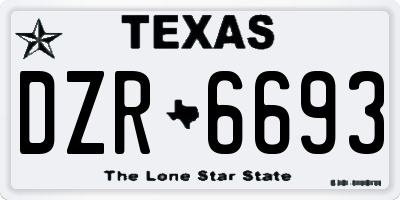 TX license plate DZR6693