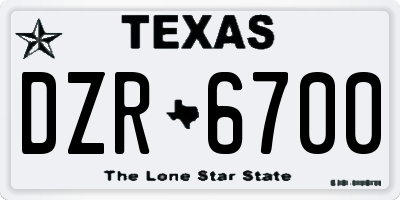 TX license plate DZR6700