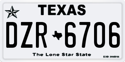 TX license plate DZR6706