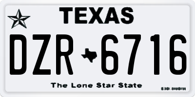 TX license plate DZR6716