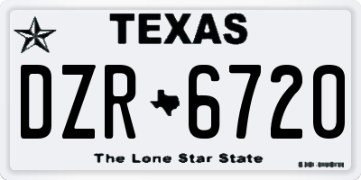 TX license plate DZR6720