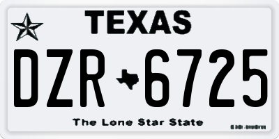 TX license plate DZR6725
