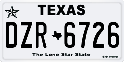 TX license plate DZR6726