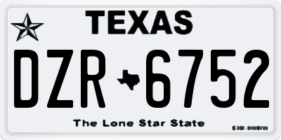 TX license plate DZR6752