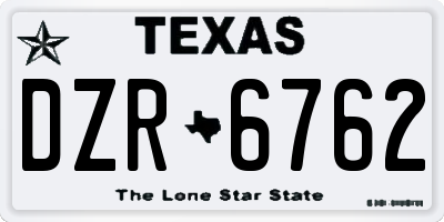 TX license plate DZR6762