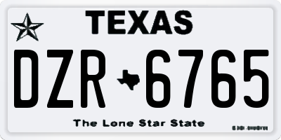 TX license plate DZR6765