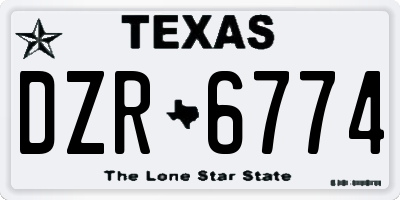 TX license plate DZR6774