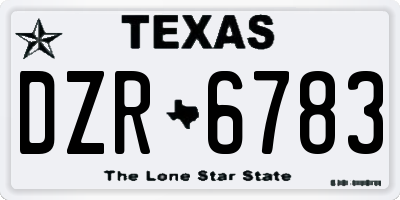 TX license plate DZR6783