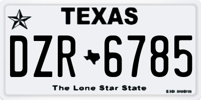 TX license plate DZR6785