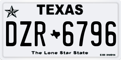 TX license plate DZR6796