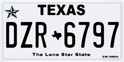 TX license plate DZR6797