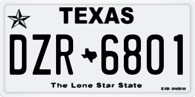 TX license plate DZR6801