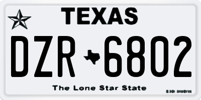 TX license plate DZR6802