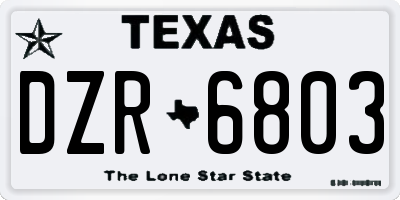 TX license plate DZR6803