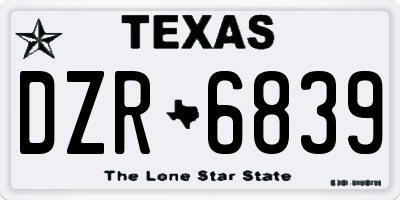 TX license plate DZR6839