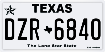 TX license plate DZR6840