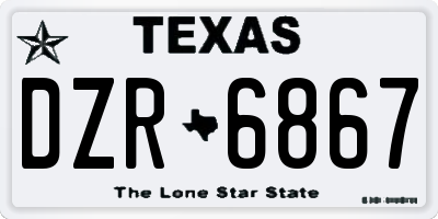 TX license plate DZR6867
