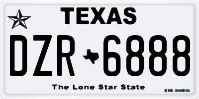 TX license plate DZR6888