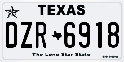 TX license plate DZR6918