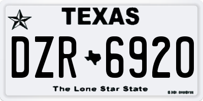 TX license plate DZR6920