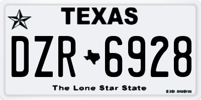 TX license plate DZR6928