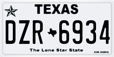 TX license plate DZR6934